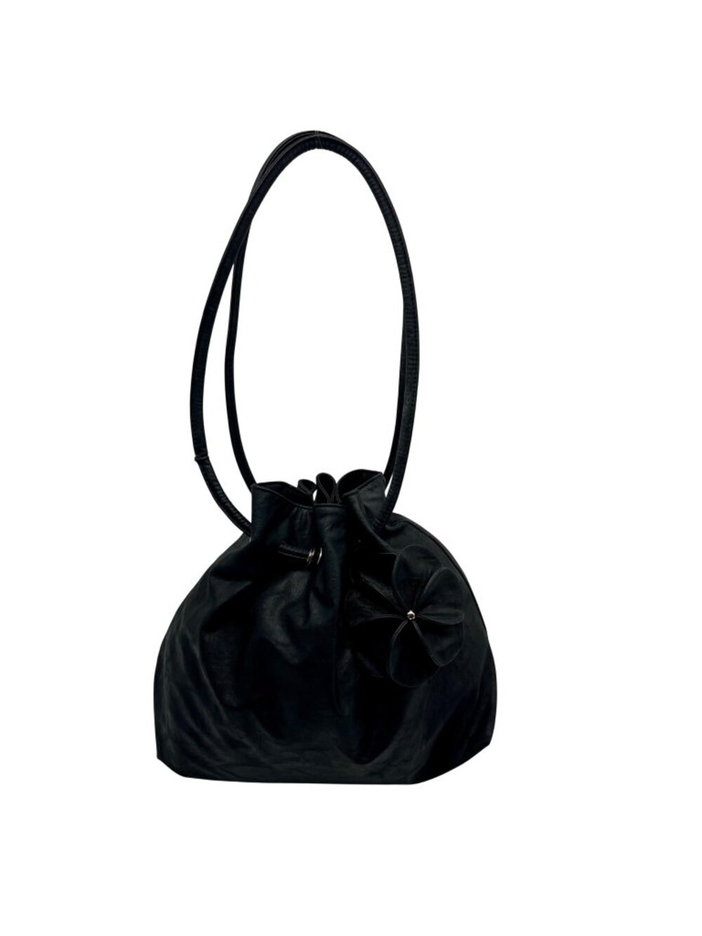 Dexter Black Vinyl Slouchy Bucket Tote